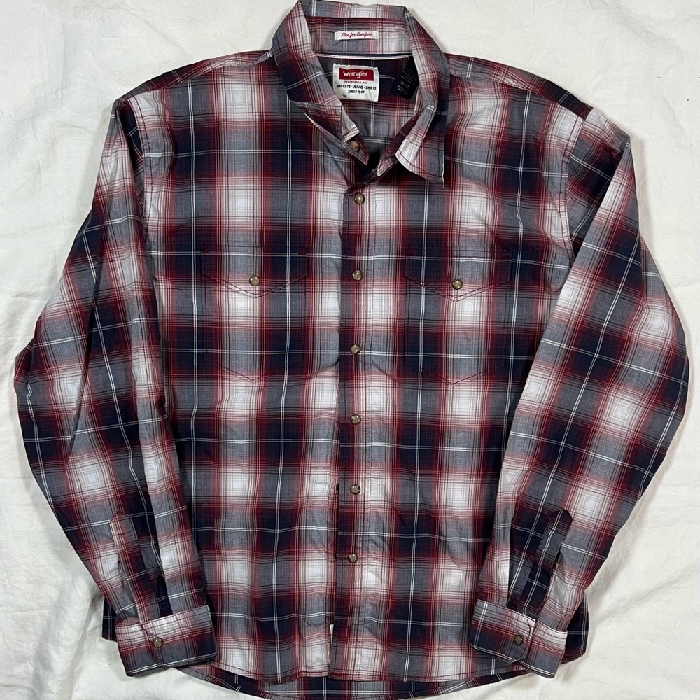 Wrangler Flex for Comfort Plaid Western Snap Shirt Men’s XL